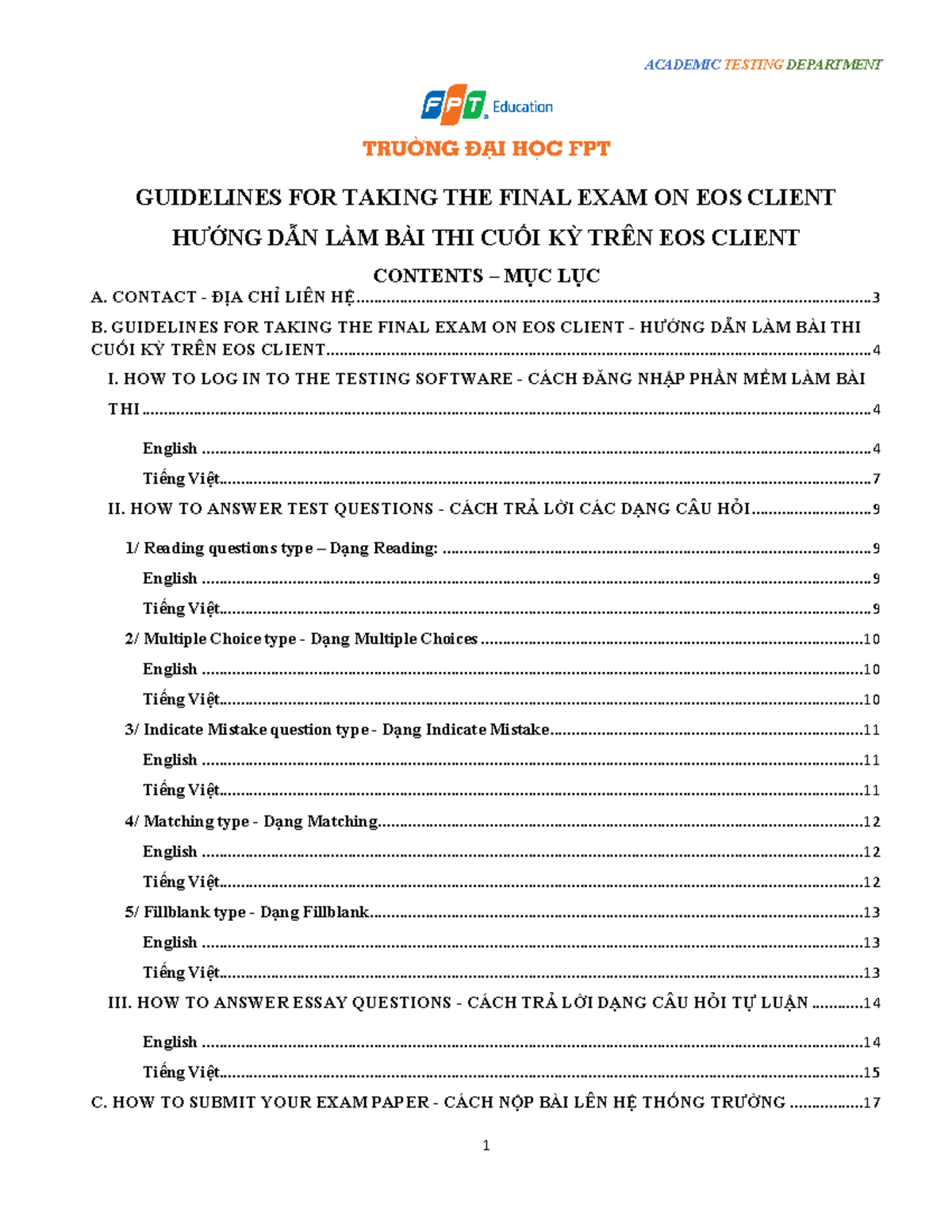FUDN Final Exam Guidelines for EOS Client - Studocu