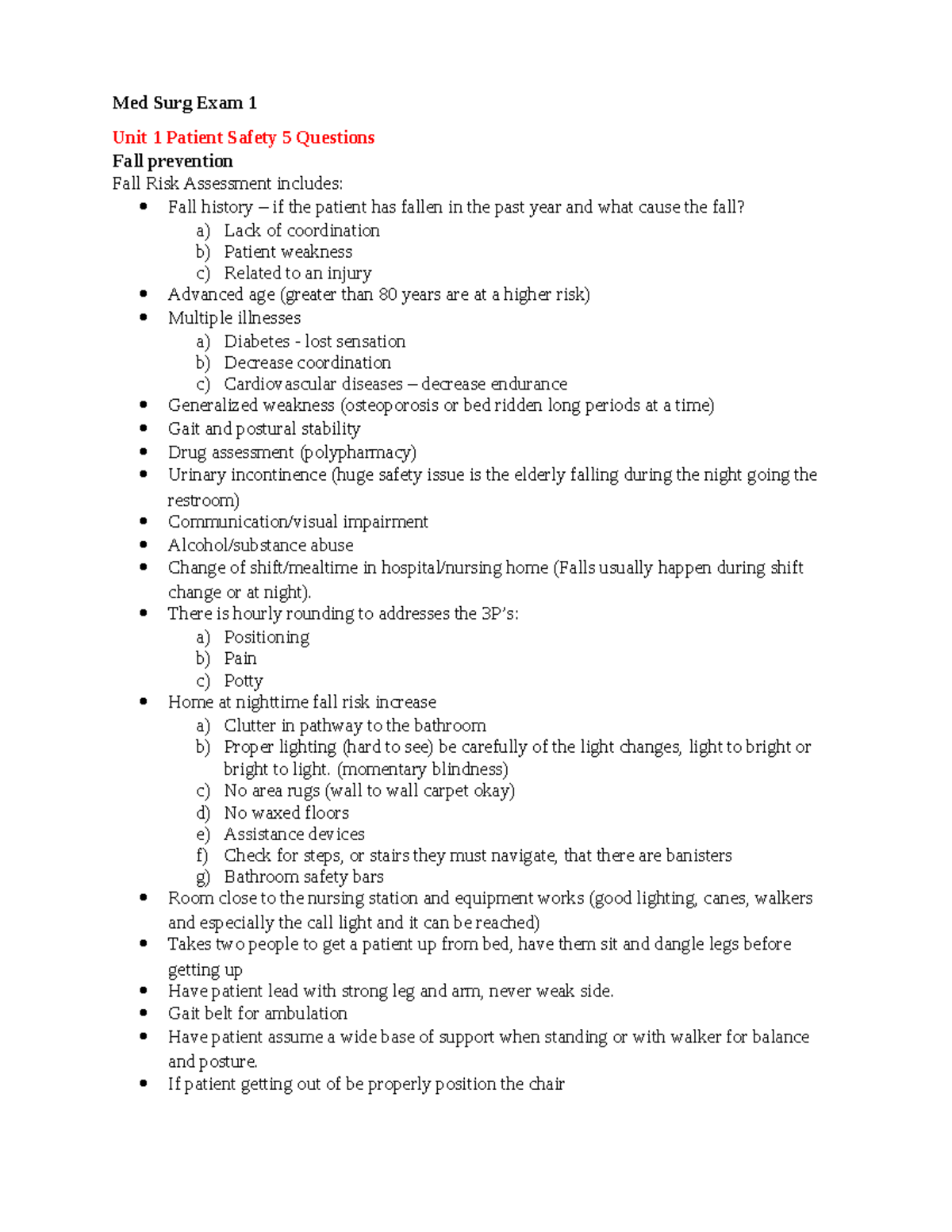 Med Surg Exam 1 Study Guide - NUR 242 - Galen College Review Notes ...