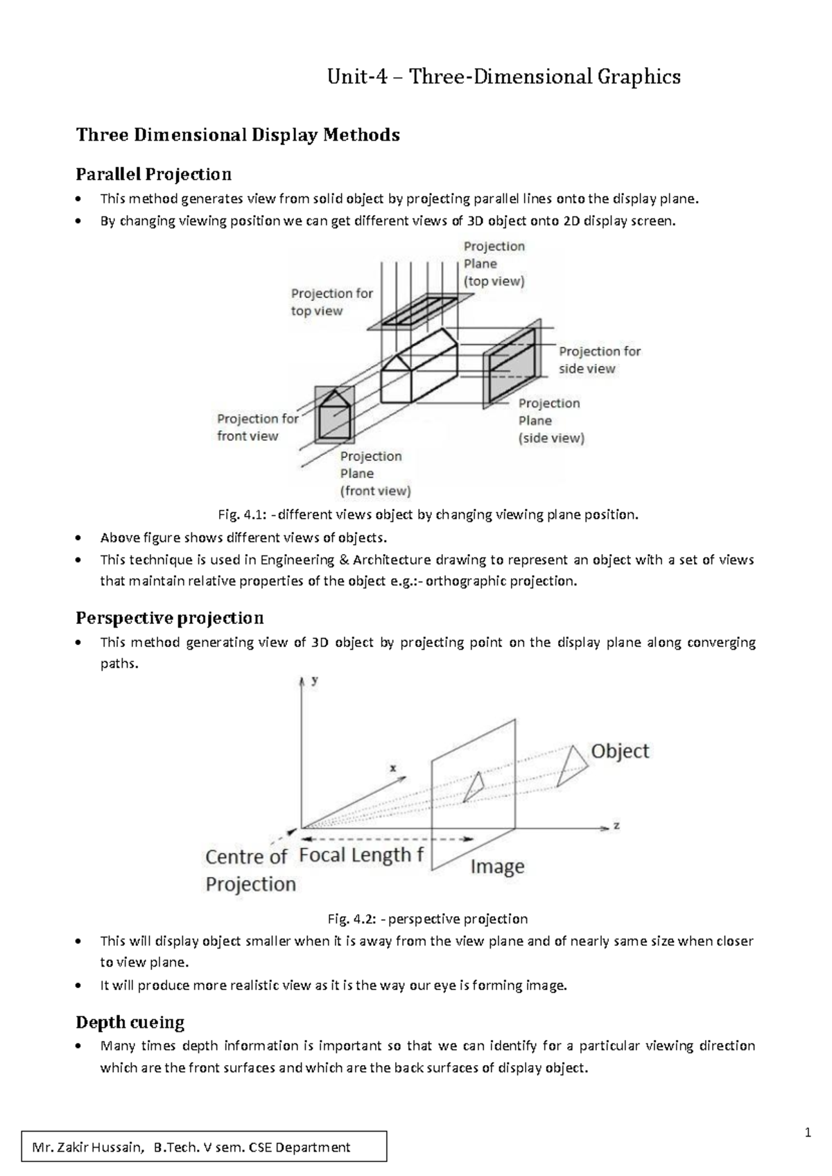 Unit-4-Three Dimensional Graphics - 1 Three Dimensional Display Methods ...
