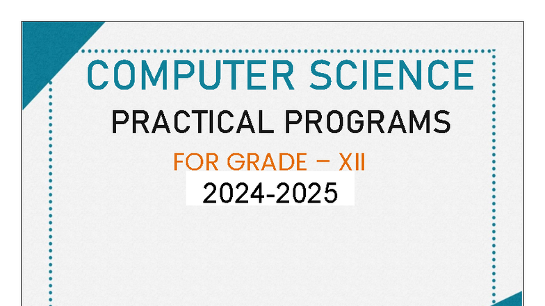 CS+2 Practical - Key Python Programs and Exercises (2023-2024) - Studocu
