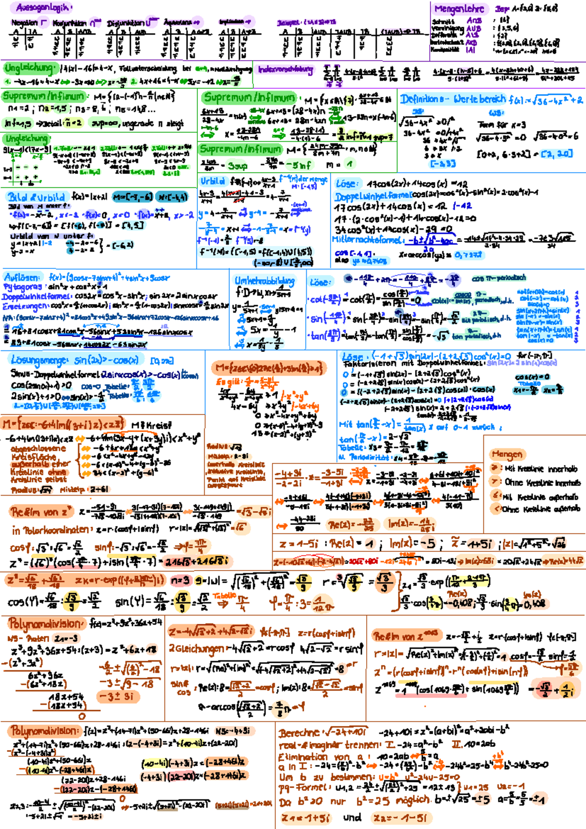 Höma 1 Formelsammlung: Aussagenlogik und Mengenlehre Cheat Sheet - Document Preview