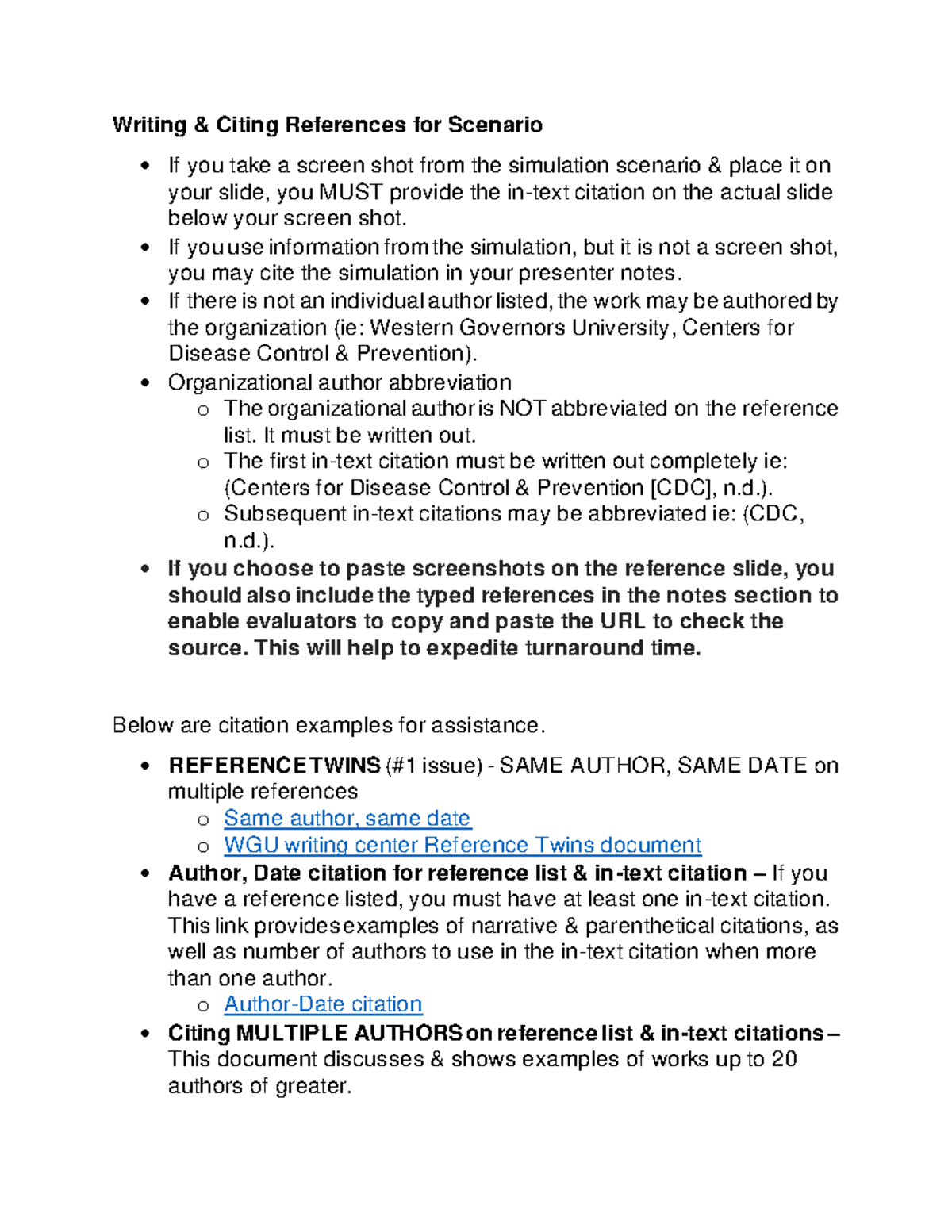 Writing & Citing References for Scenario - Writing & Citing References ...