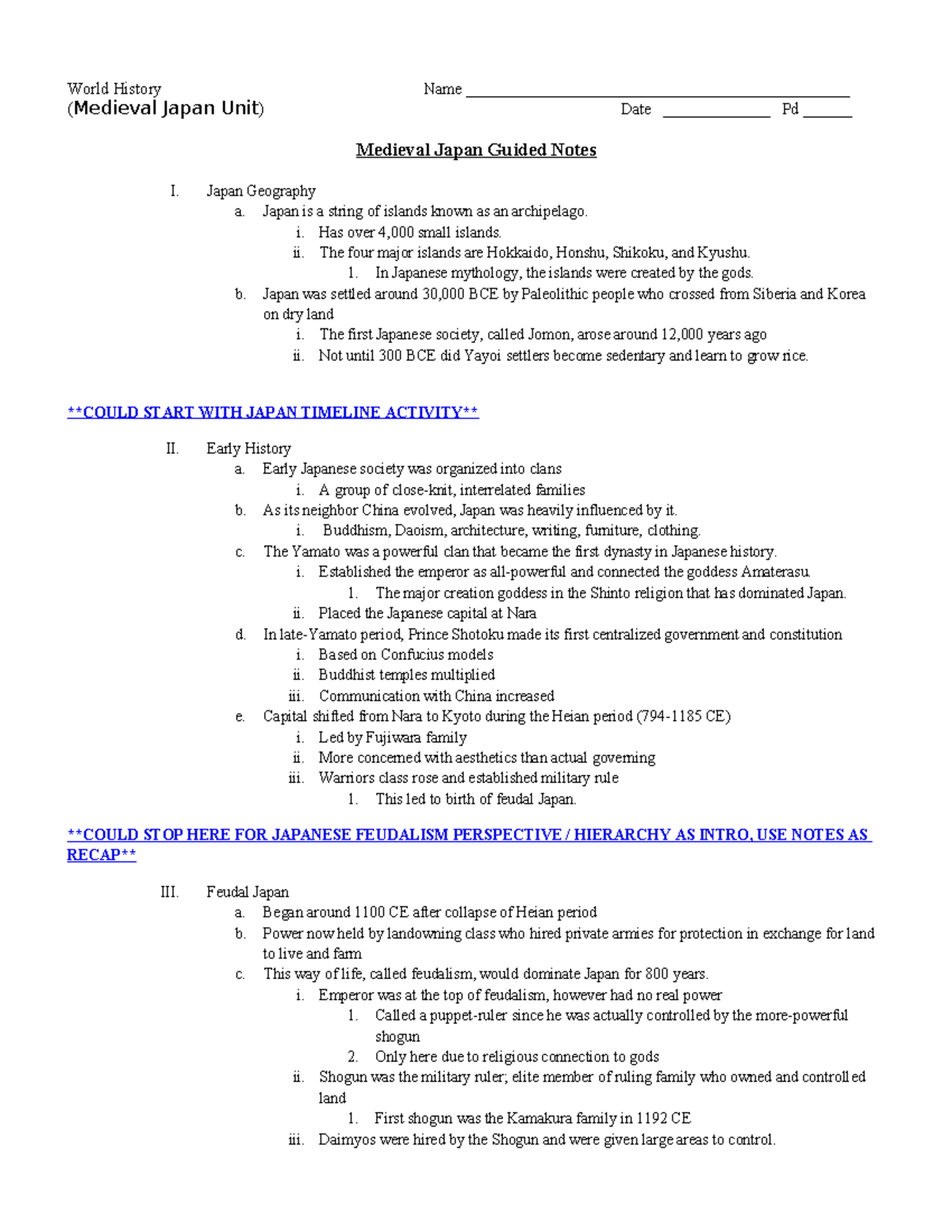 Medieval Japan Notes (HIST 101): Feudalism, Culture \u0026 Religion Overview -  Studocu, image size:1200x1553
