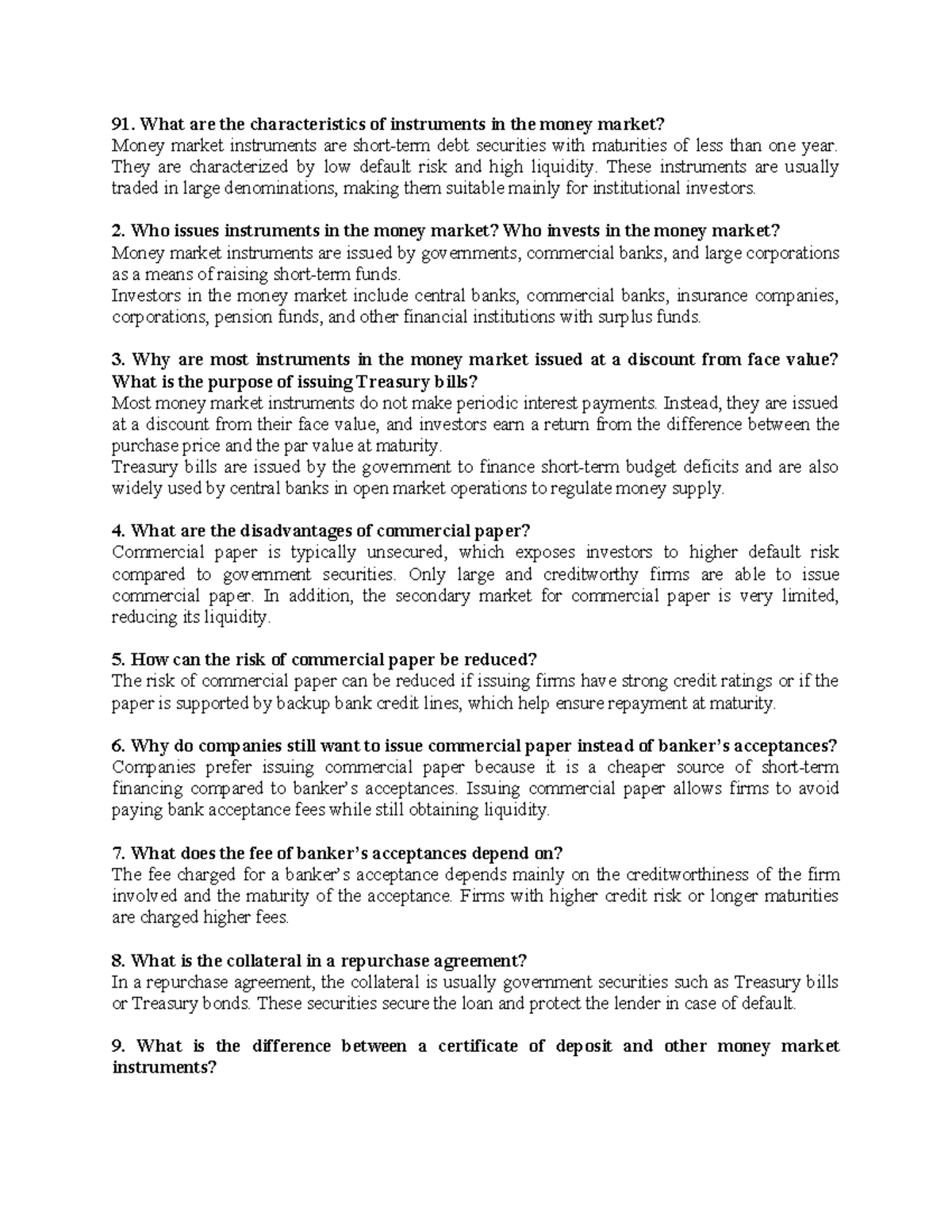 BÀI TẬP CHƯƠNG 3 - Money Market Instruments Overview - Studocu