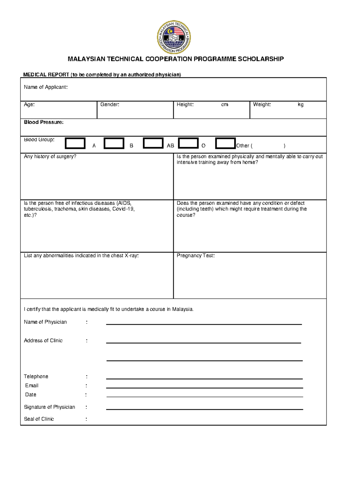 1717578710 Medical Report Form for MTCP Scholarship Applicants - Studocu