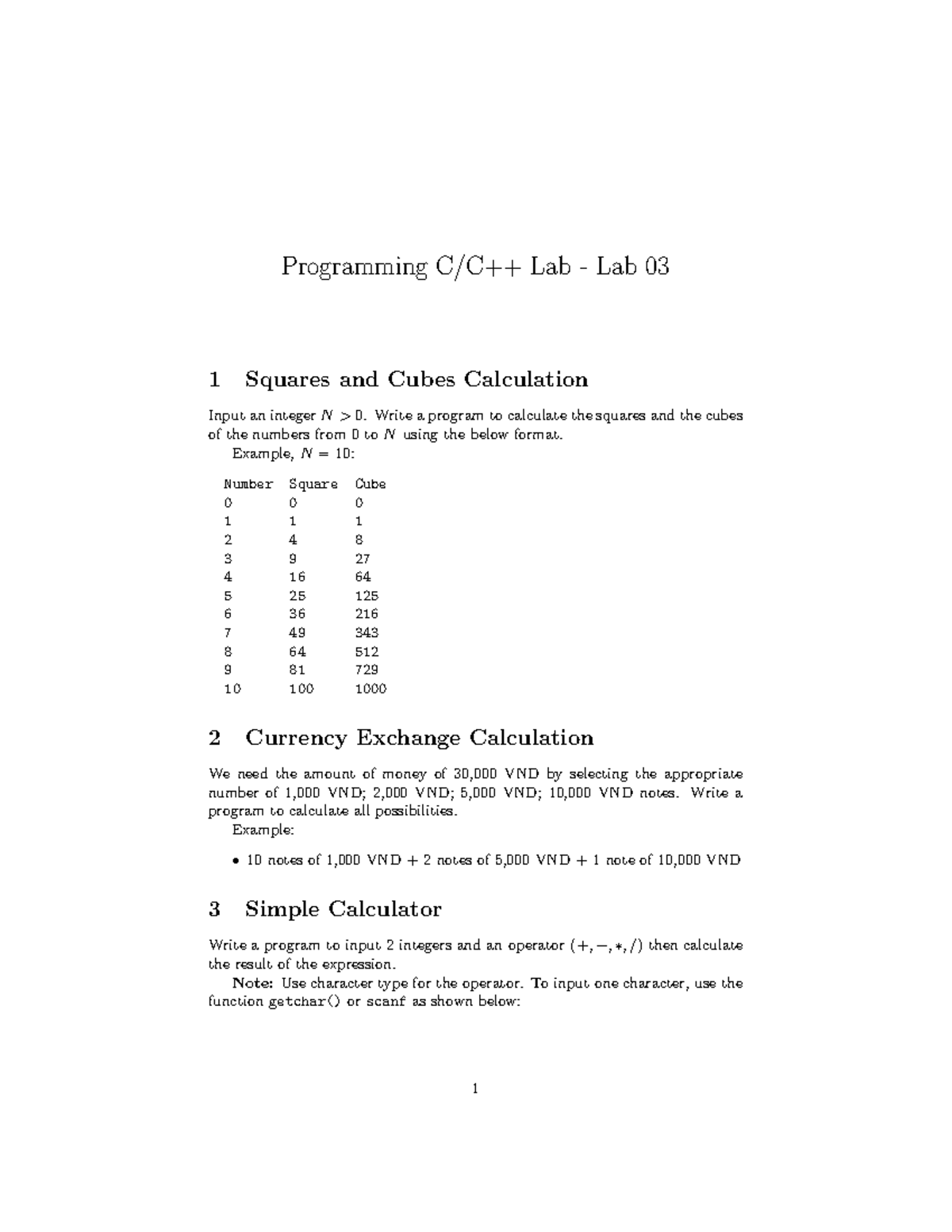 C Lab 3 2425s2 - Squares, Cubes, and More Calculations - Studocu