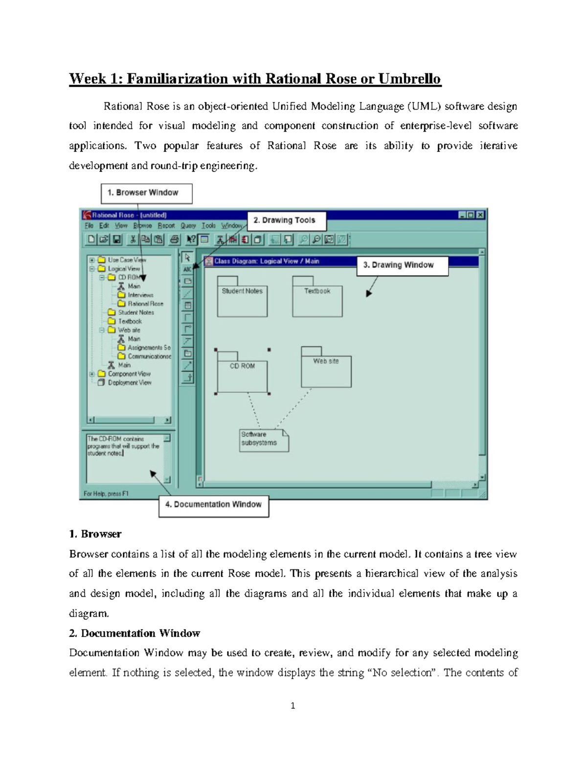 UML Software Design: Introduction to Rational Rose Tools & Views - Studocu