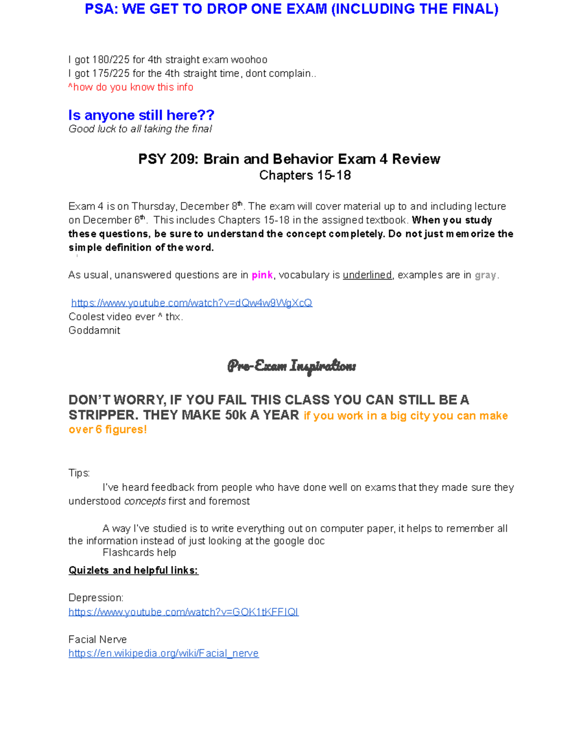 PSY 209 Brain and Behavior Exam 4 Study Guide & Review Notes - Studocu