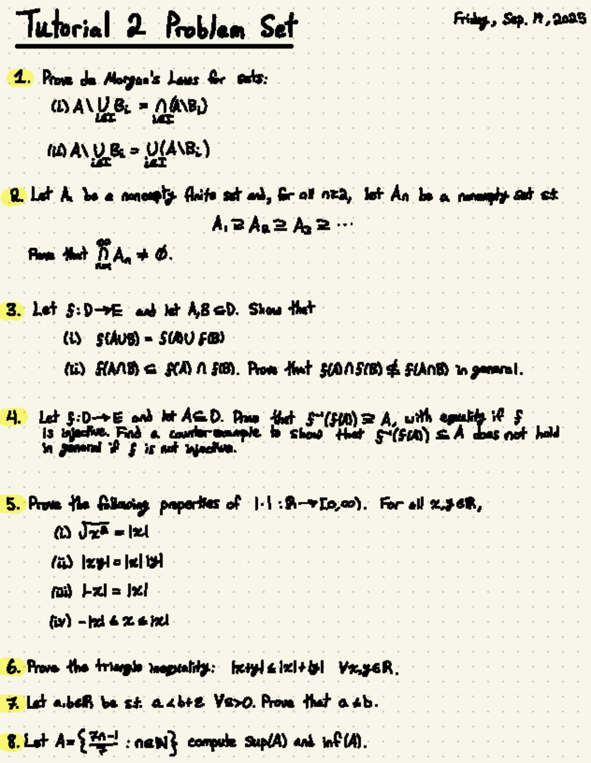 Tutorial 2 Problem Set 1: Proving Set Laws and Properties - Studocu