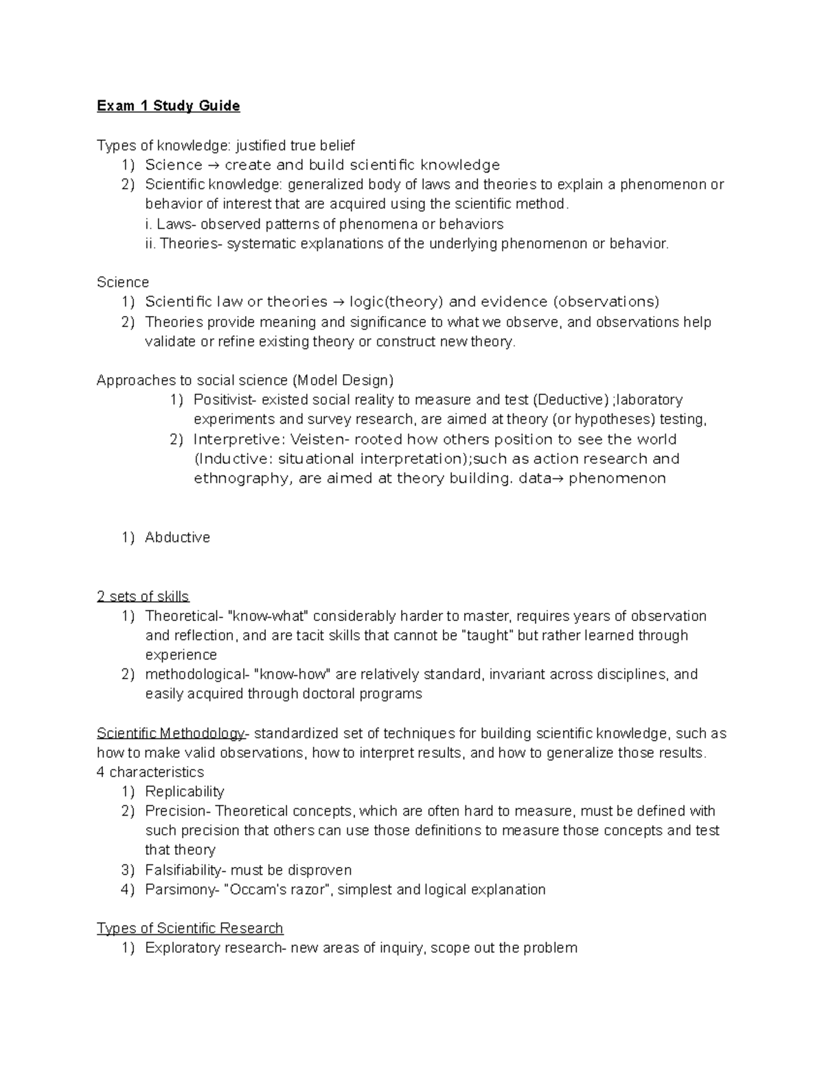 SOC 3801 Exam1 - Comprehensive Study Guide for Exam 1 - Studocu