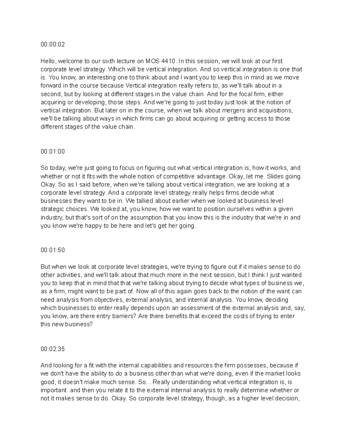 Strategic Management Lecture #6: Understanding Vertical Integration in ...