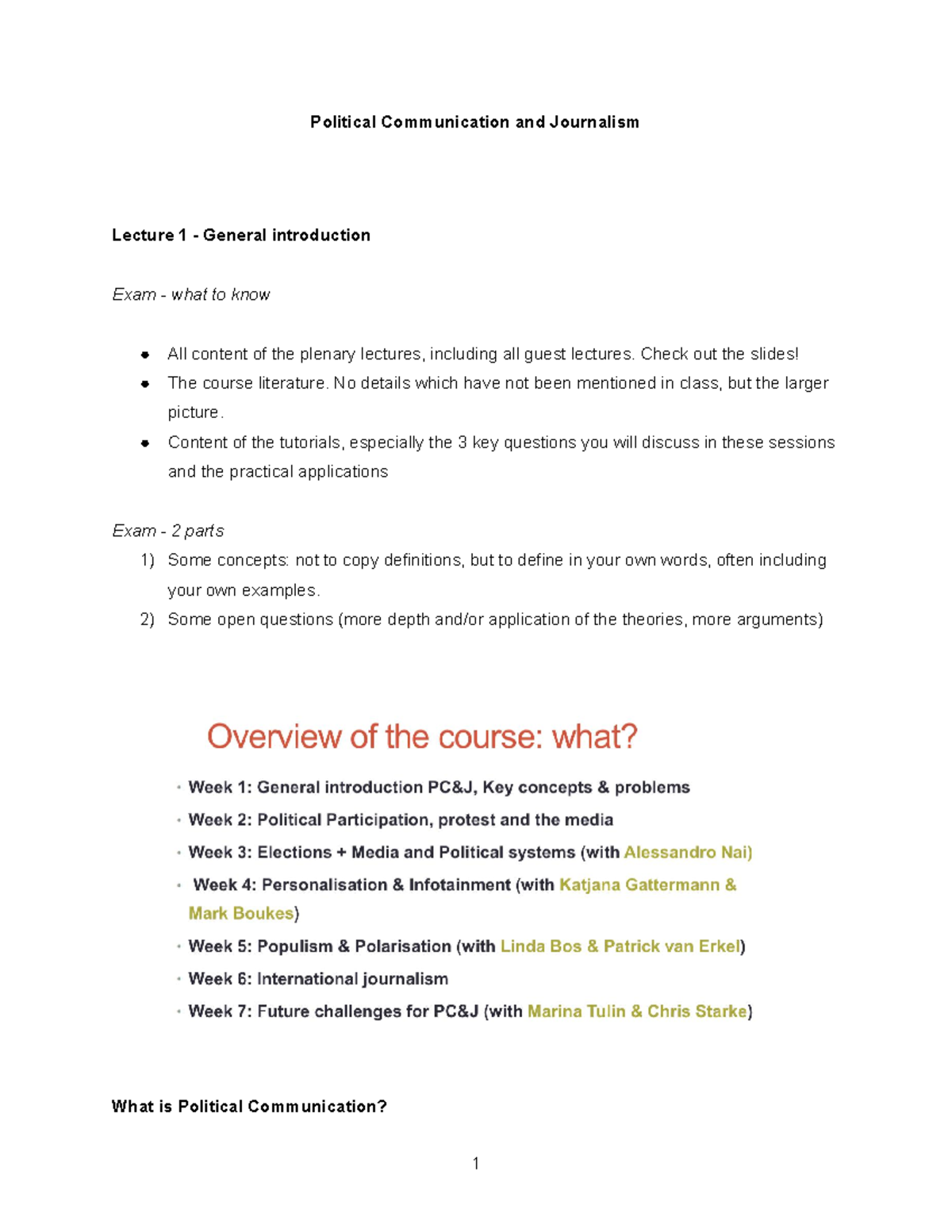 Political Communication Lecture Notes - Key Concepts & Exam Insights ...