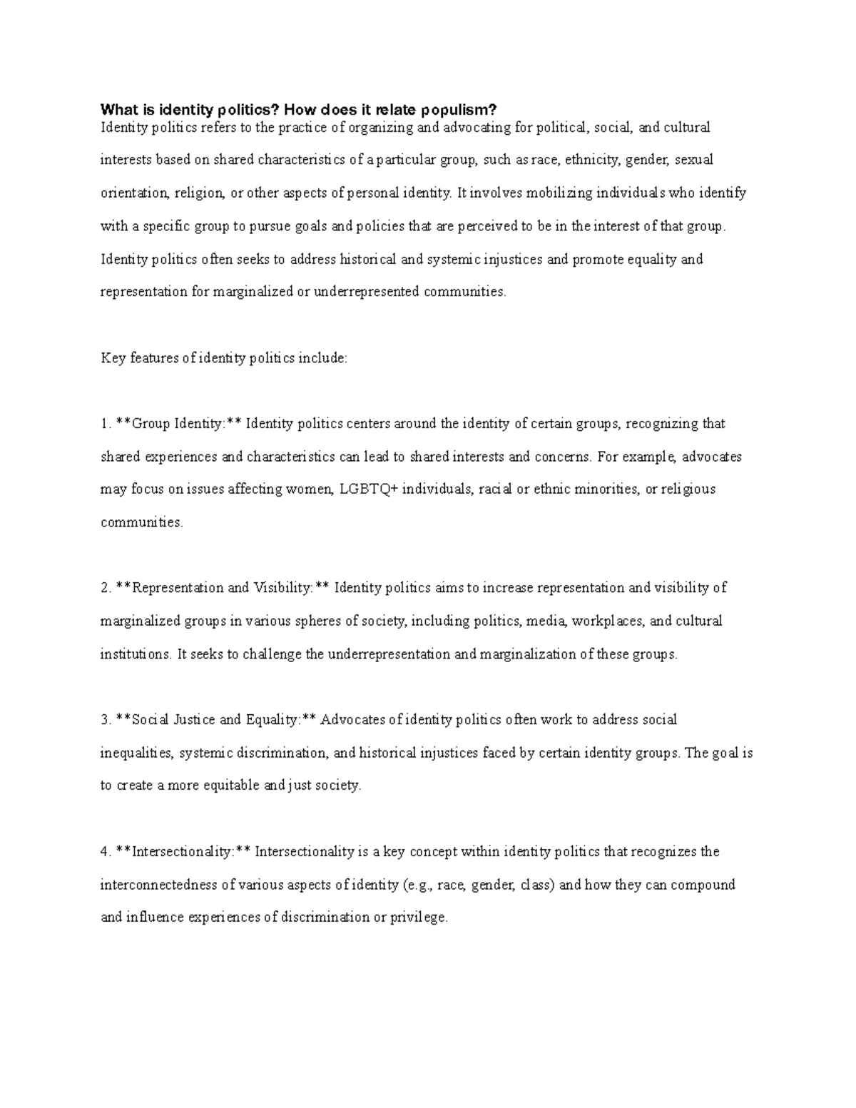 Identity politics:populism - What is identity politics? How does it ...