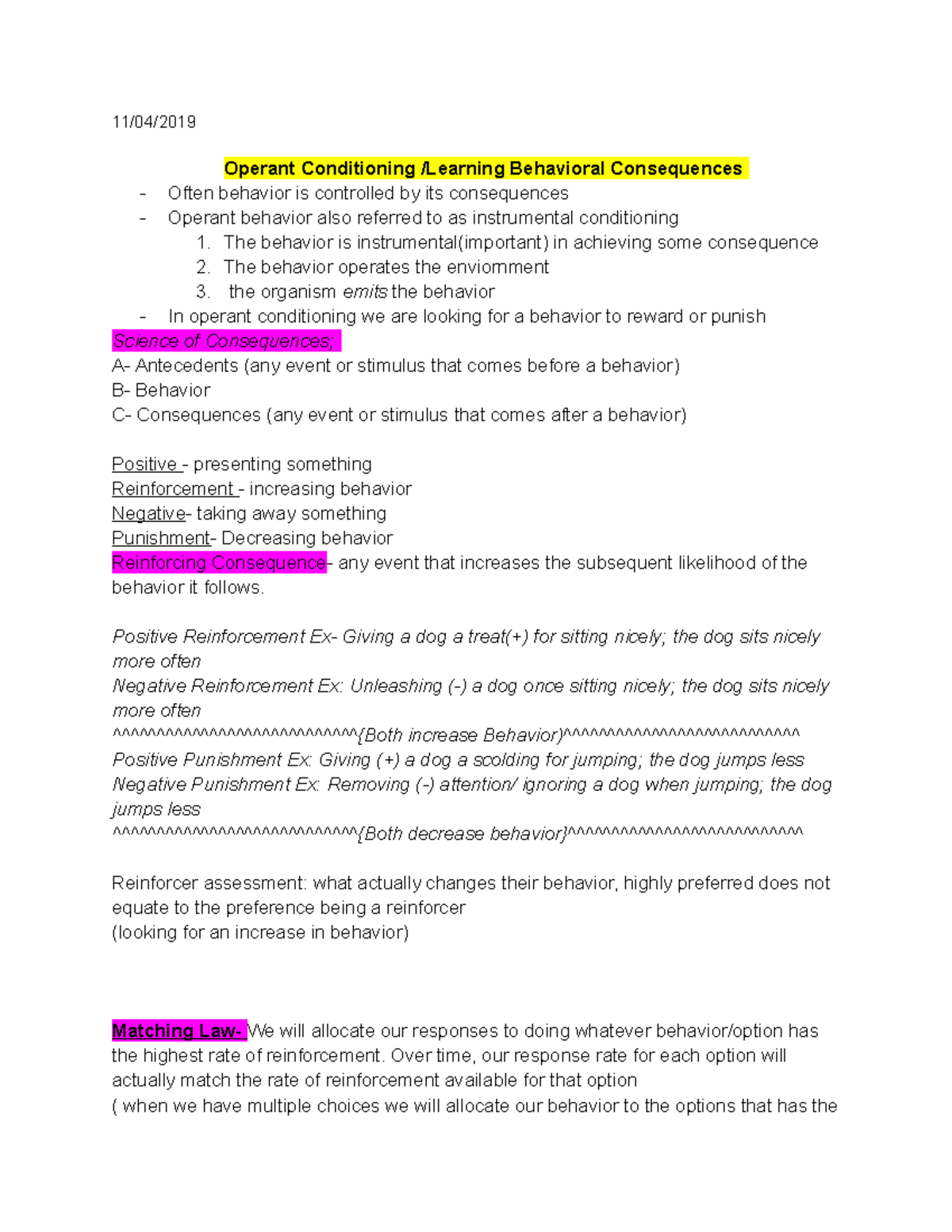 Operant Conditioning & Behavioral Learning Notes for Psych 101 - Studocu