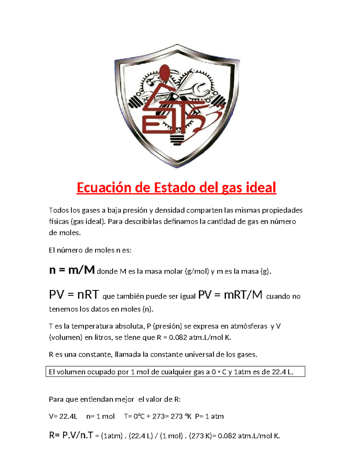 Ecuación de Estado del Gas Ideal - Clase N°4 Explicaciones y Ejercicios ...