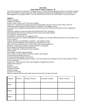 Bio Final Exam Study Guide (Course Code: ENV 101) - Unit 1 Sustainable ...