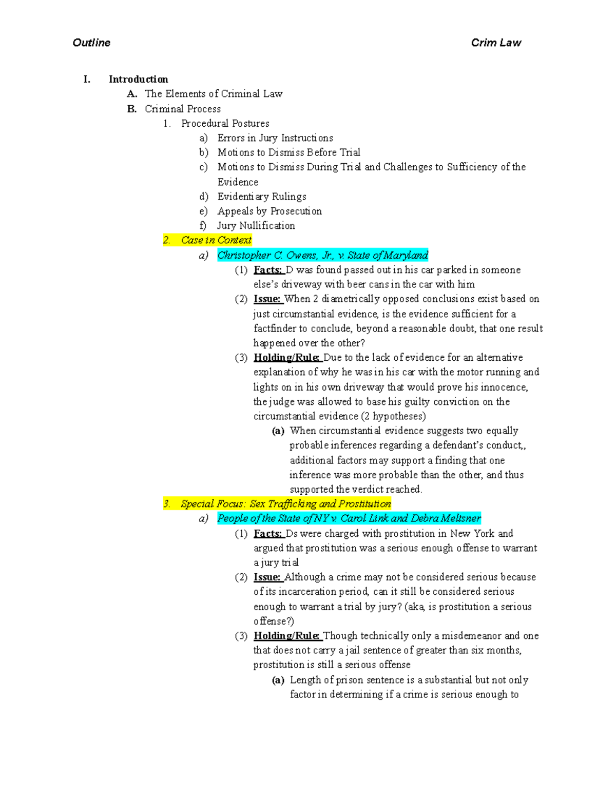 Outline of Criminal Law Concepts and Case Studies (CRIM 101) - Studocu