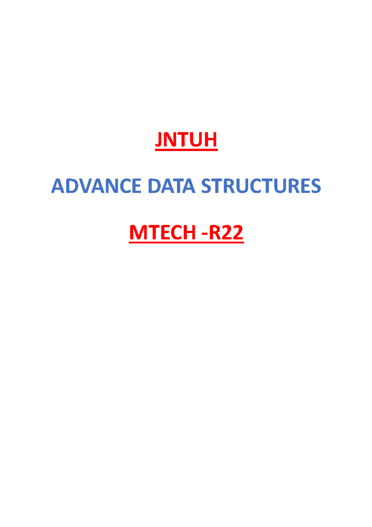 JNTUH MTECH ADVANCED DATA STRUCTURES UNIT 1: Heaps Explained - Studocu