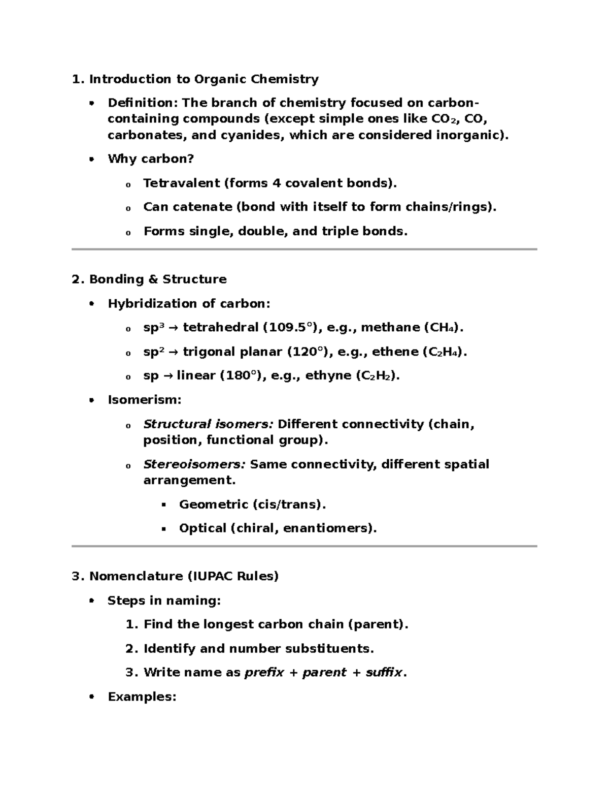 Organic CHEM 101 - Key Concepts and Notes on Organic Chemistry - Studocu