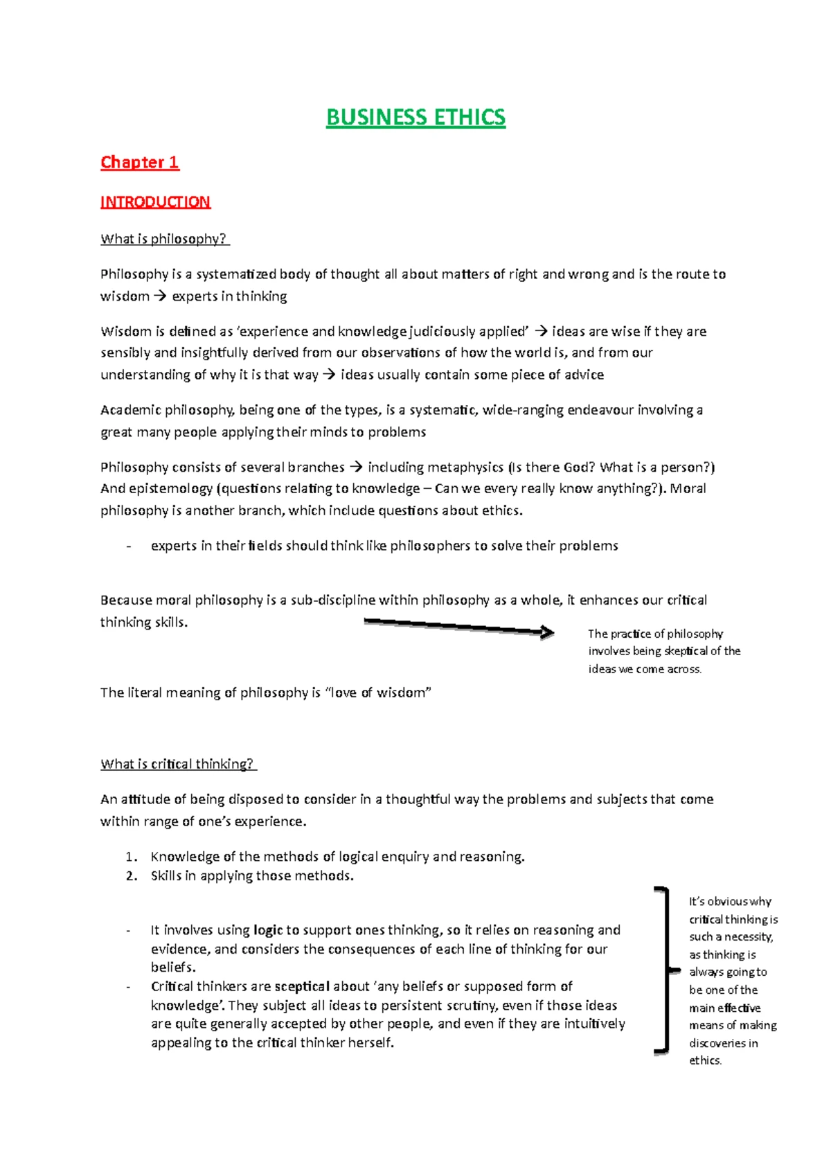 Business Ethics Overview: Key Concepts and Critical Thinking Principles ...