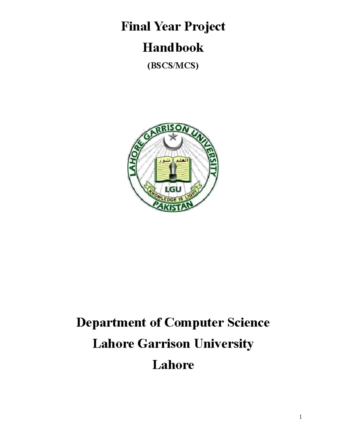 Final Year Project Handbook (BSCS/MCS) - Guidelines & Structure - Studocu