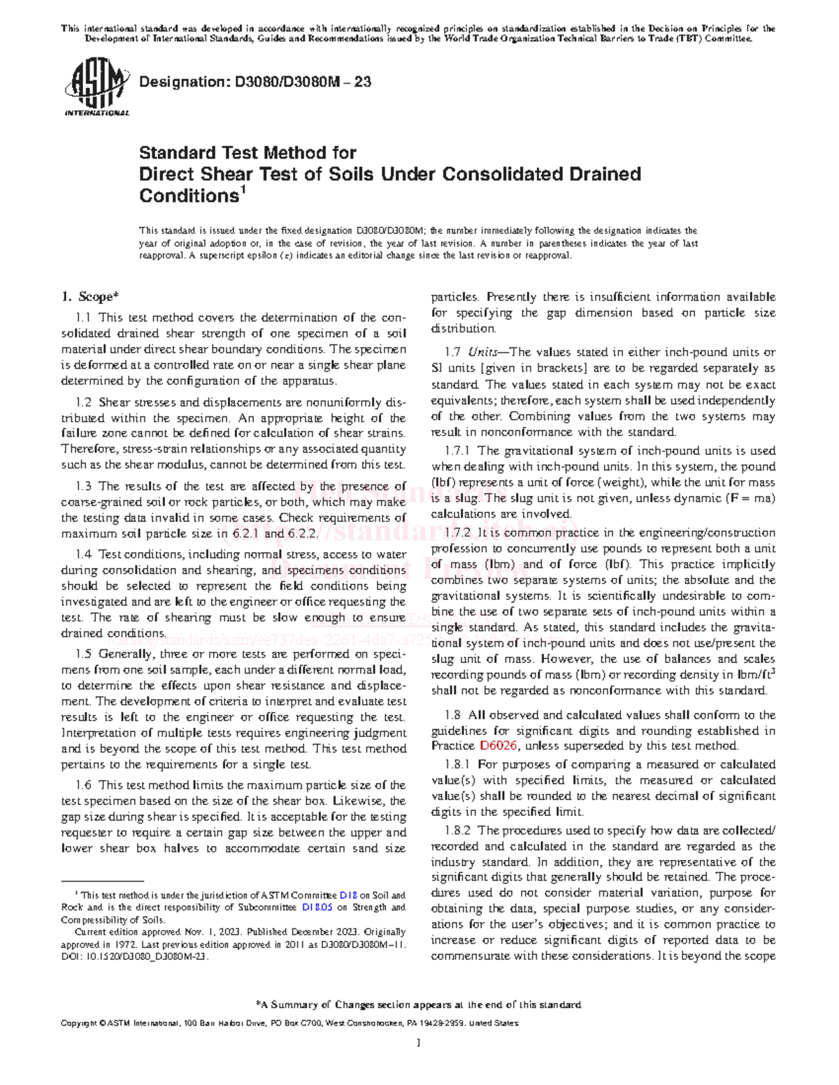 ASTM D3080 D3080M 23 - Standard Test Method for Direct Shear Test of ...