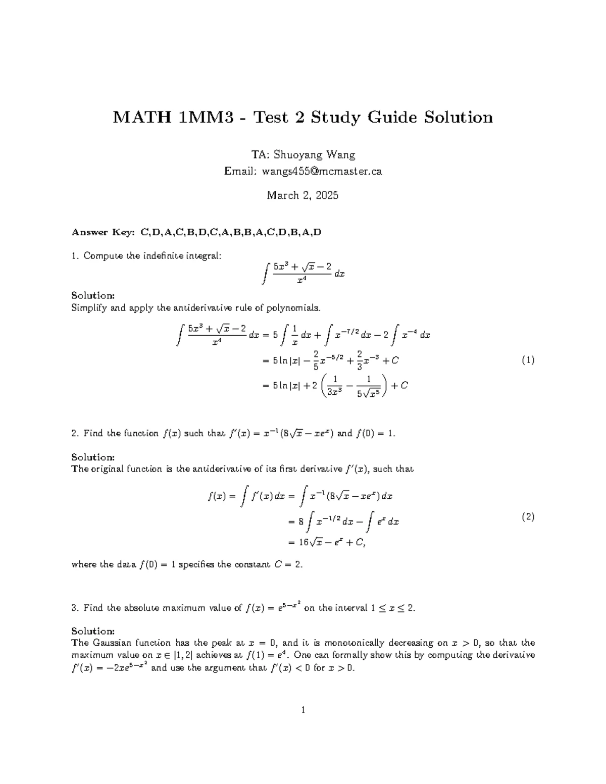 MATH 1LS3 Fall 2024 - Test 3 Study Notes and Key Concepts - Studocu