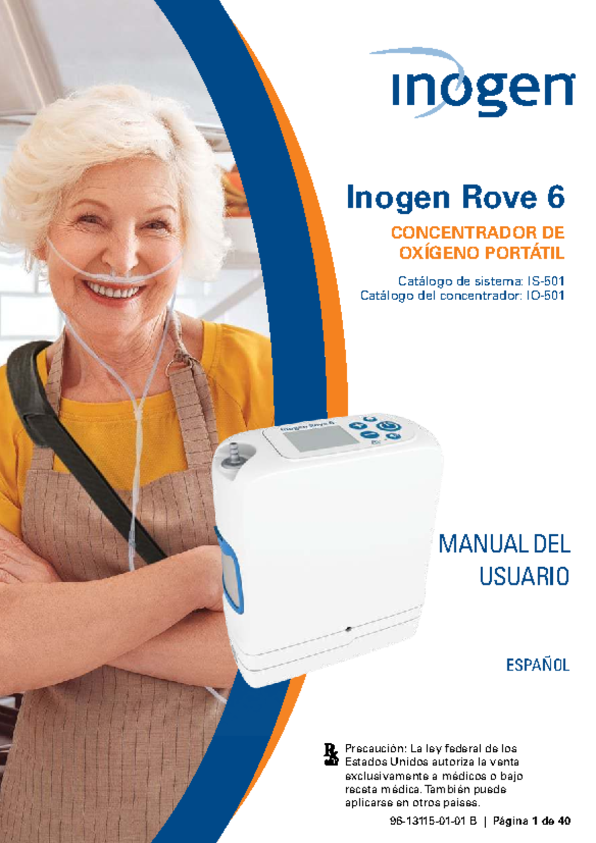 Manual del Usuario Inogen Rove 6: Concentrador de Oxígeno Portátil ...