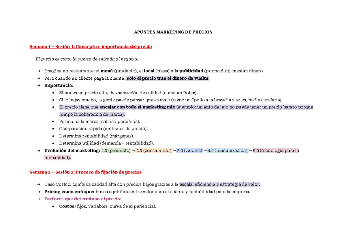 APUNTES TUL🌷 - Marketing de Precios: Conceptos y Estrategias - Studocu