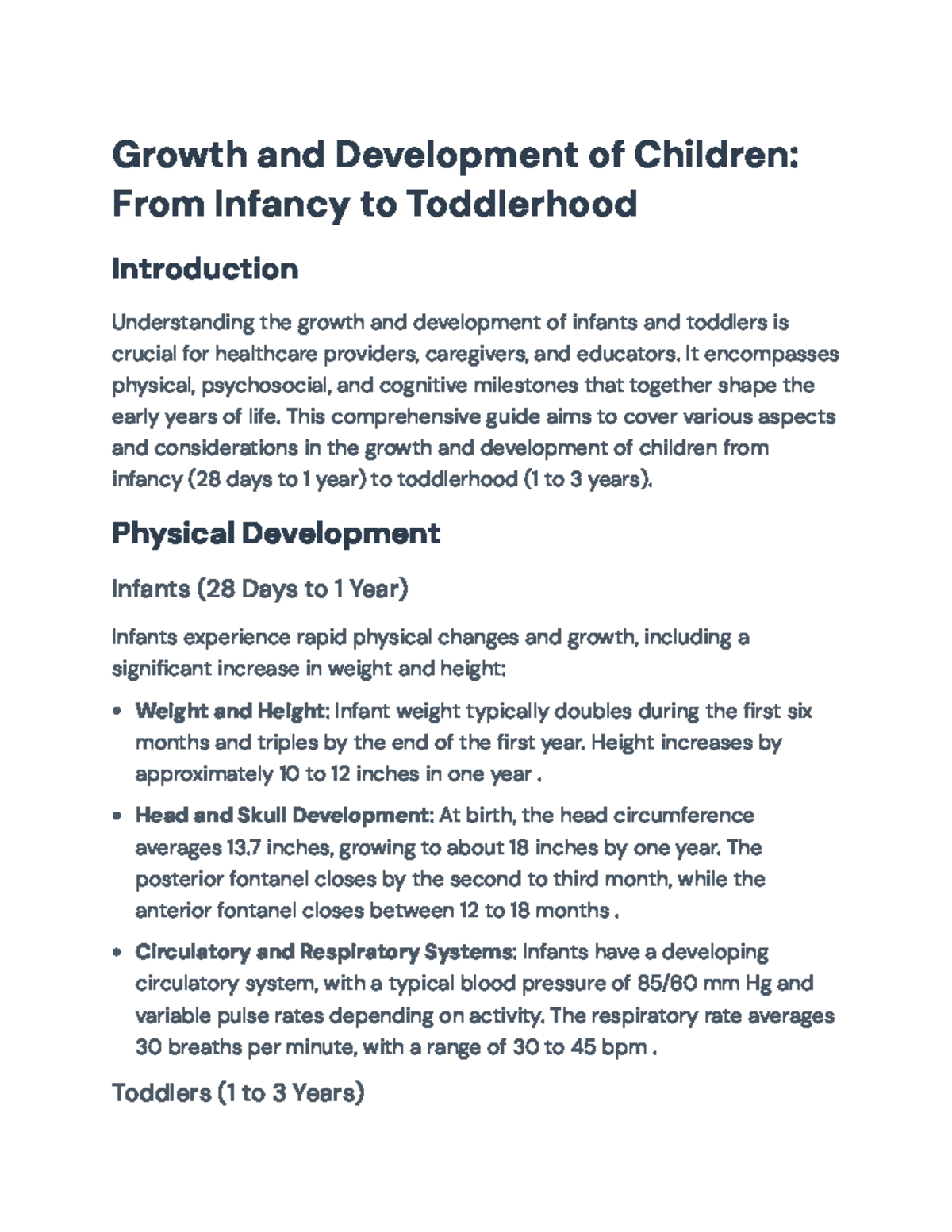 Growth and Development of Children: Infancy to Toddlerhood Guide ...
