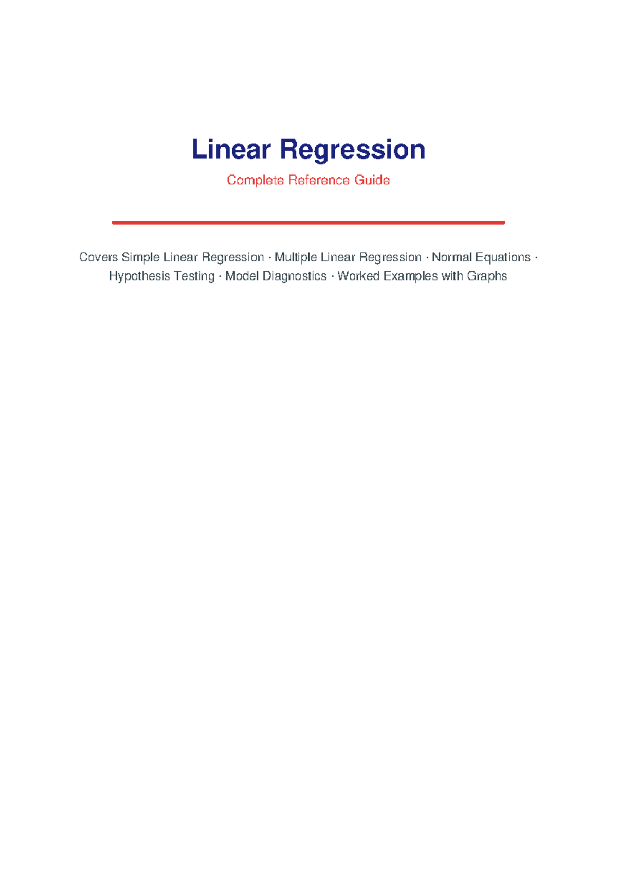 Linear Regression Complete Guide: SLR & MLR Concepts and Examples - Studocu