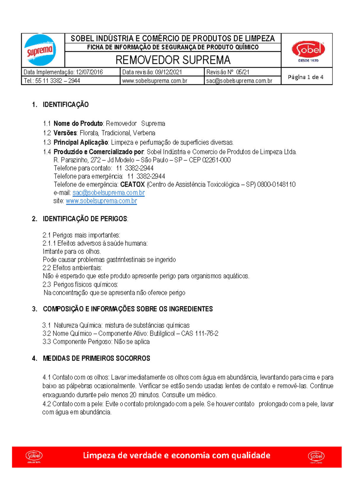 FISPQ - Removedor Suprema - Sobel Indústria e Comércio de Produtos de ...