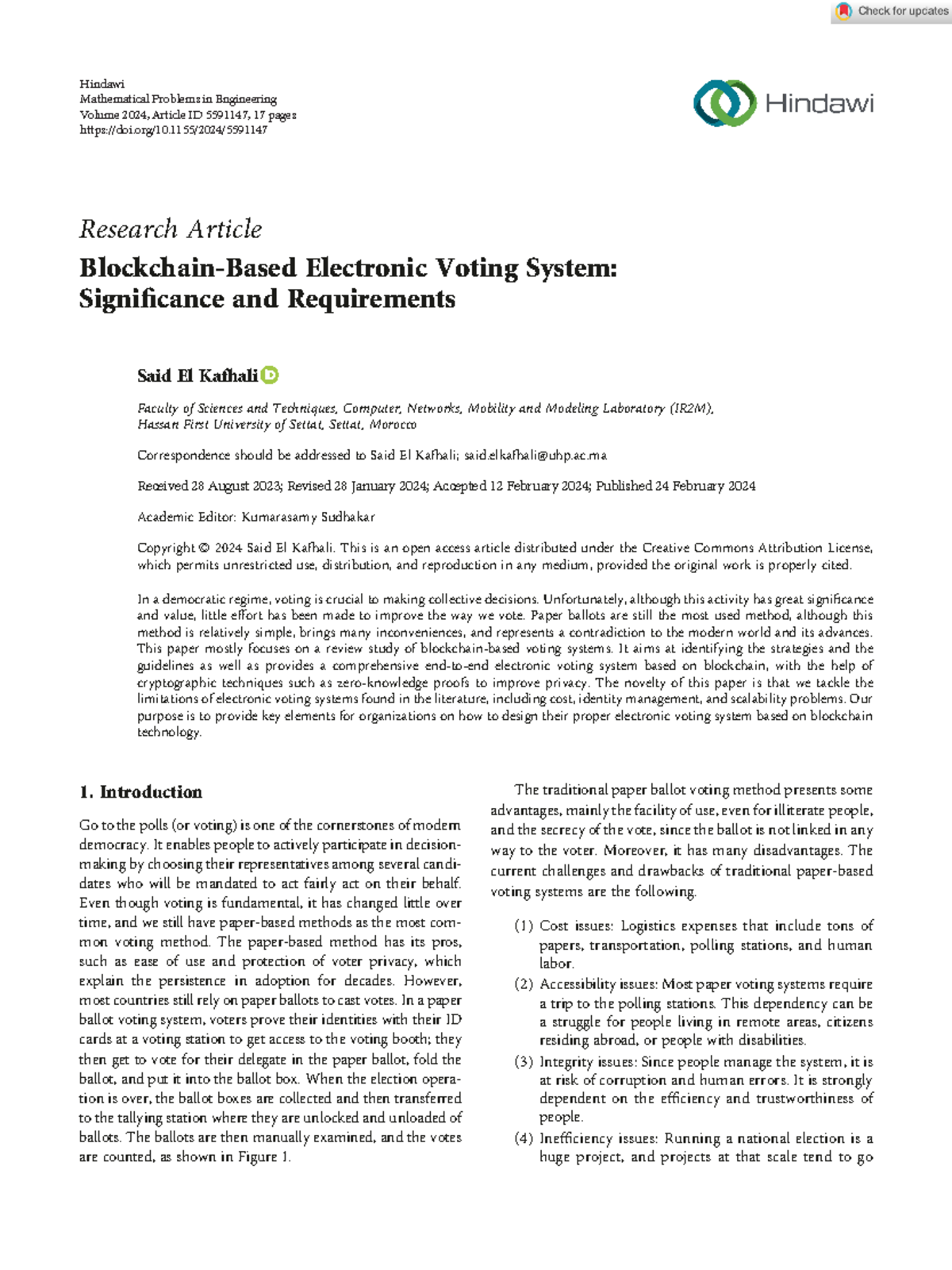 Mathematical Problems in Engineering 2024: Blockchain-Based E-Voting ...