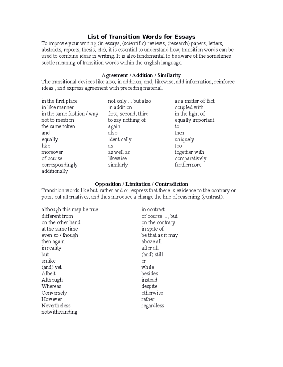 Introduction Words For Essays