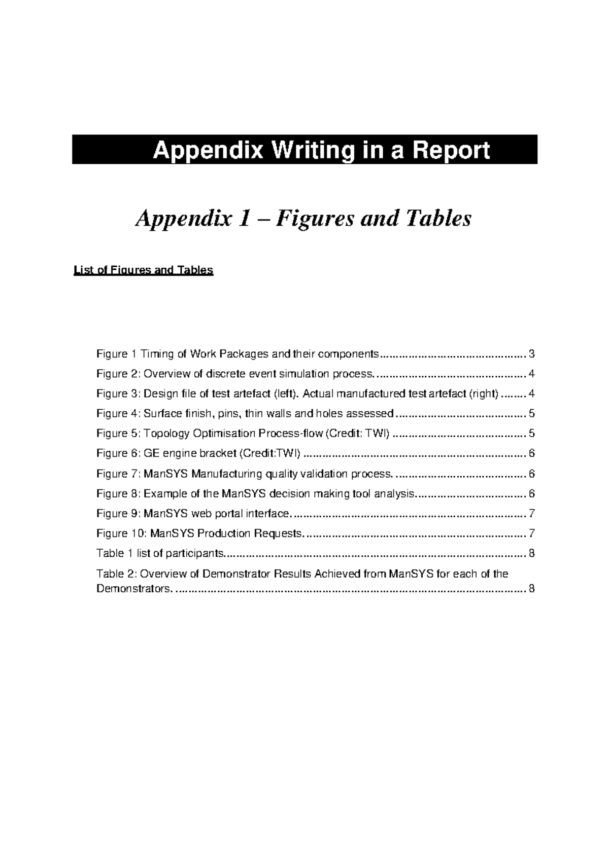 Appendix Writing in Reports: Figures, Tables, and Results Overview ...