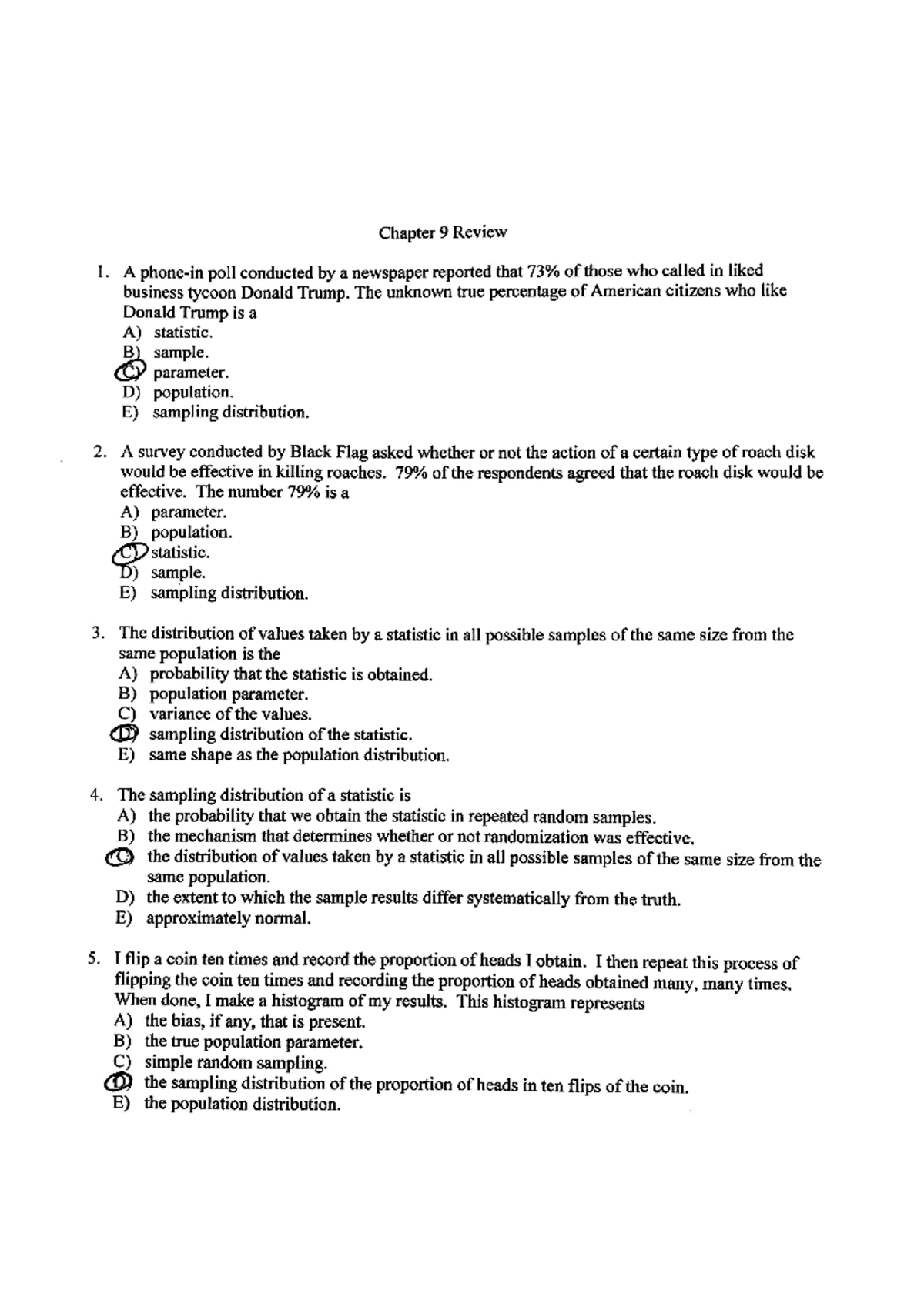 Chapter 9 review solutions 1 - Chapter 9 Review 1. A poll conducted a ...