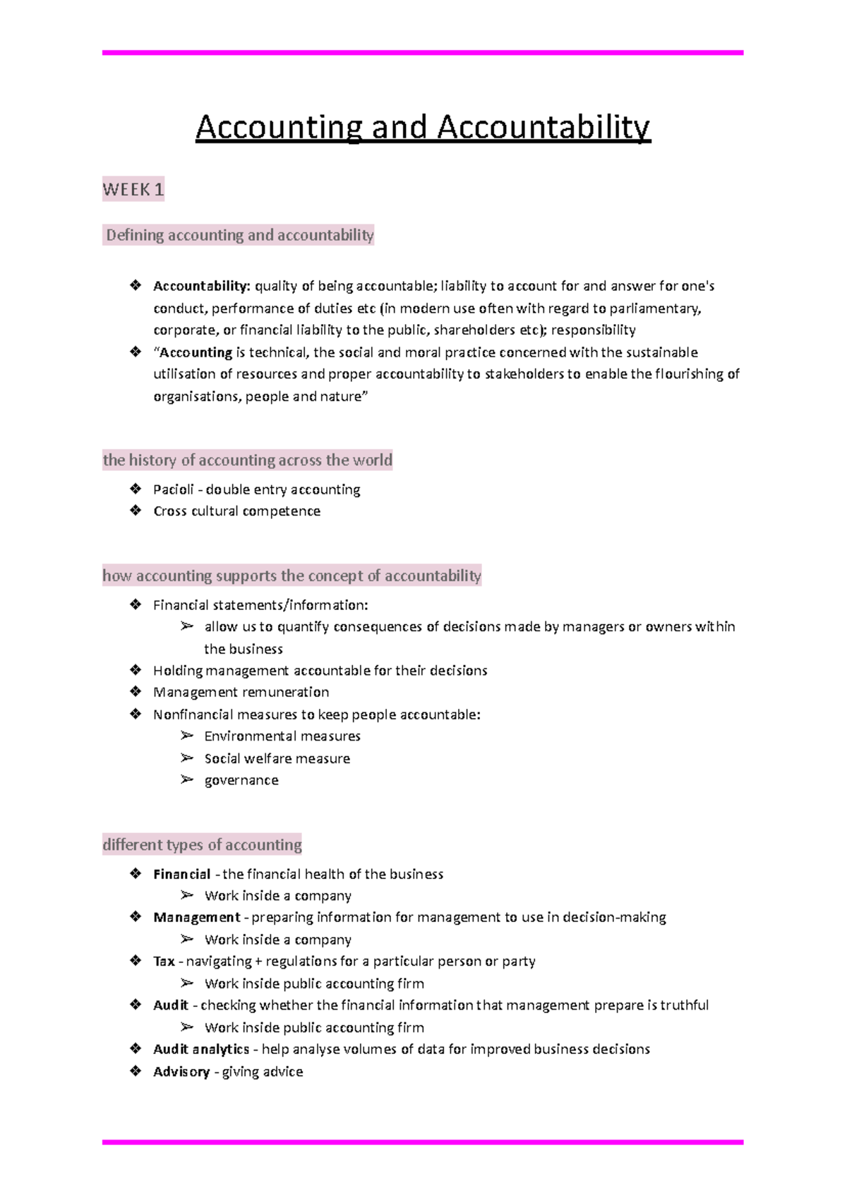 Accounting and accountabillity - Accounting and Accountability WEEK 1 ...
