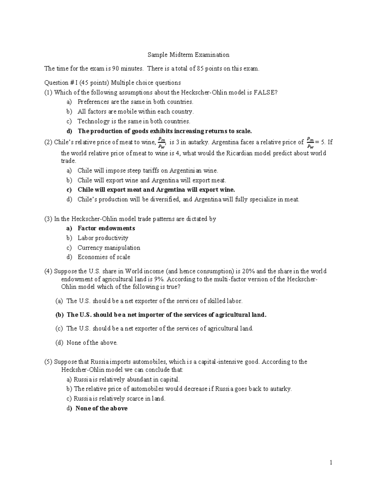 Sample Midterm Exam 2023 - Economics Practice Questions - Studocu