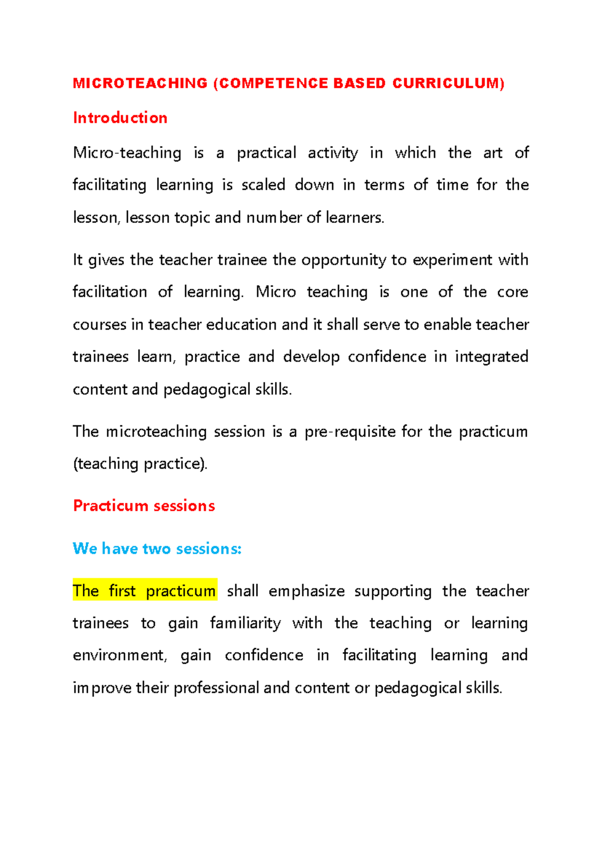 Lecture 1: Introduction to Micro-Teaching (COMPETENCE BASED CURRICULUM ...