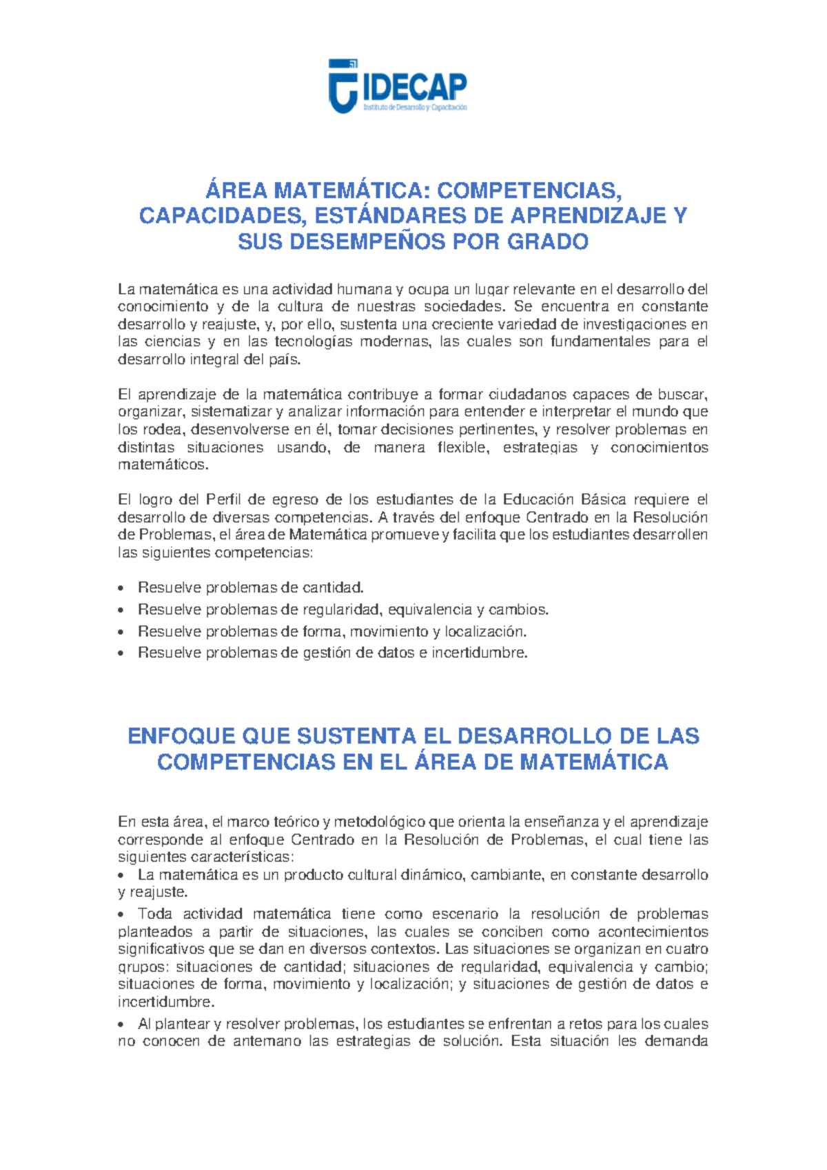 M5: Competencias y Capacidades en Matemáticas por Grado - Studocu