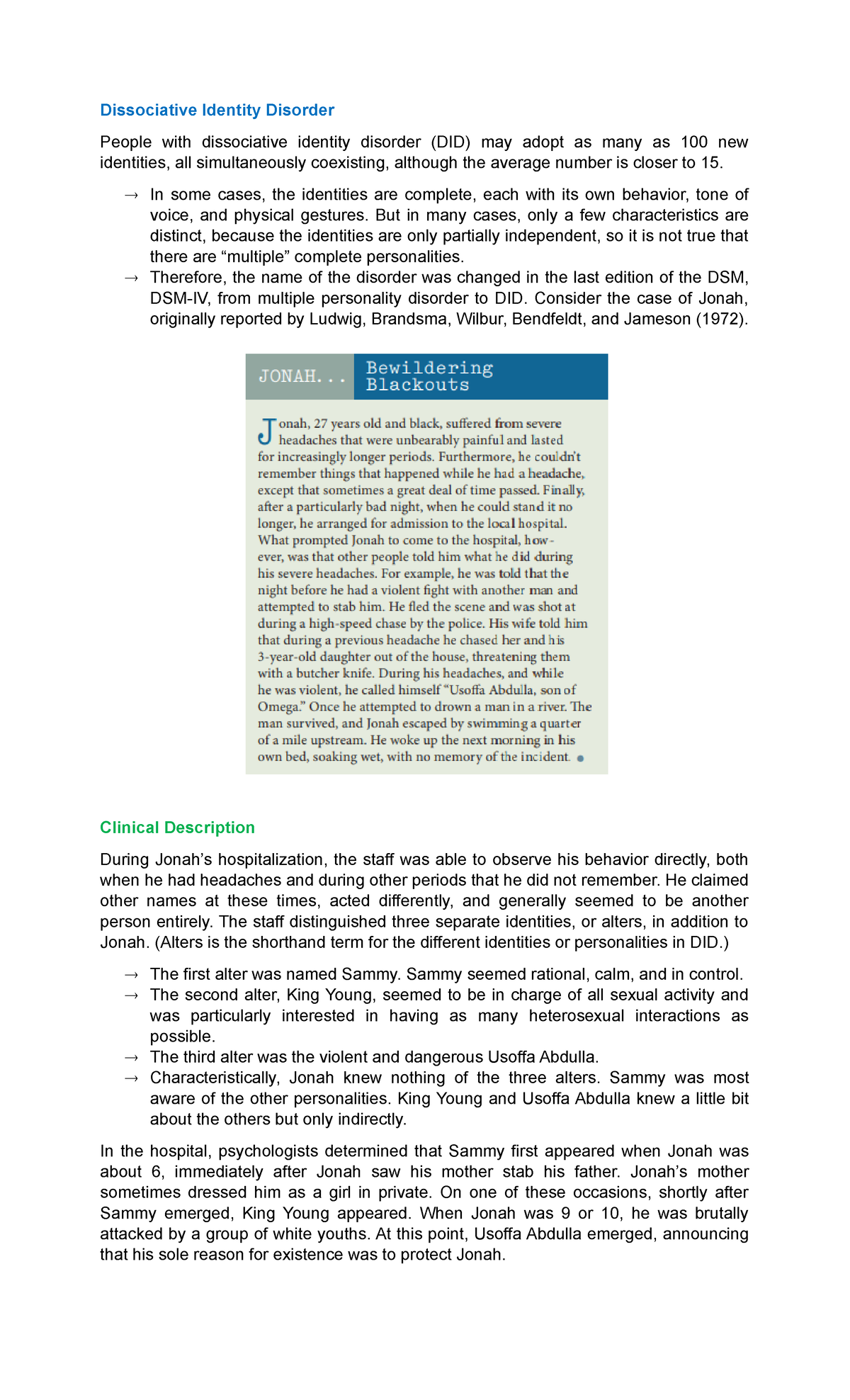 Chapter 6 Summary: Understanding Dissociative Identity Disorder (DID ...