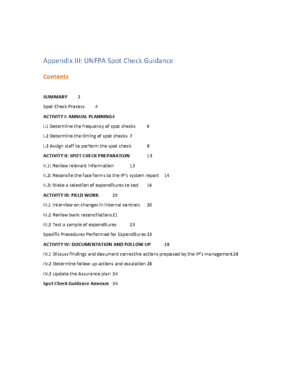 UNFPA Spot Check Guidance: Process and Best Practices - Studocu