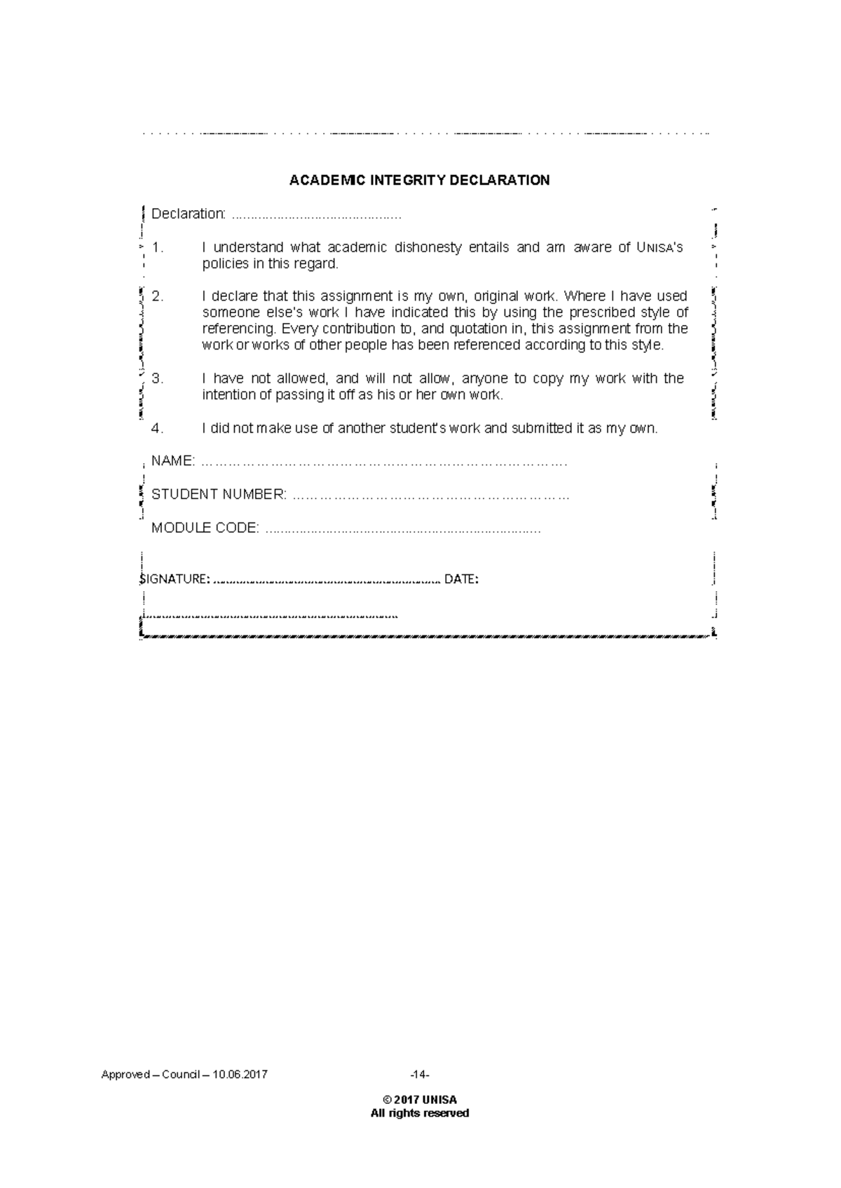 Declaration Form for Academic Integrity - EUP1501-S1 - Studocu