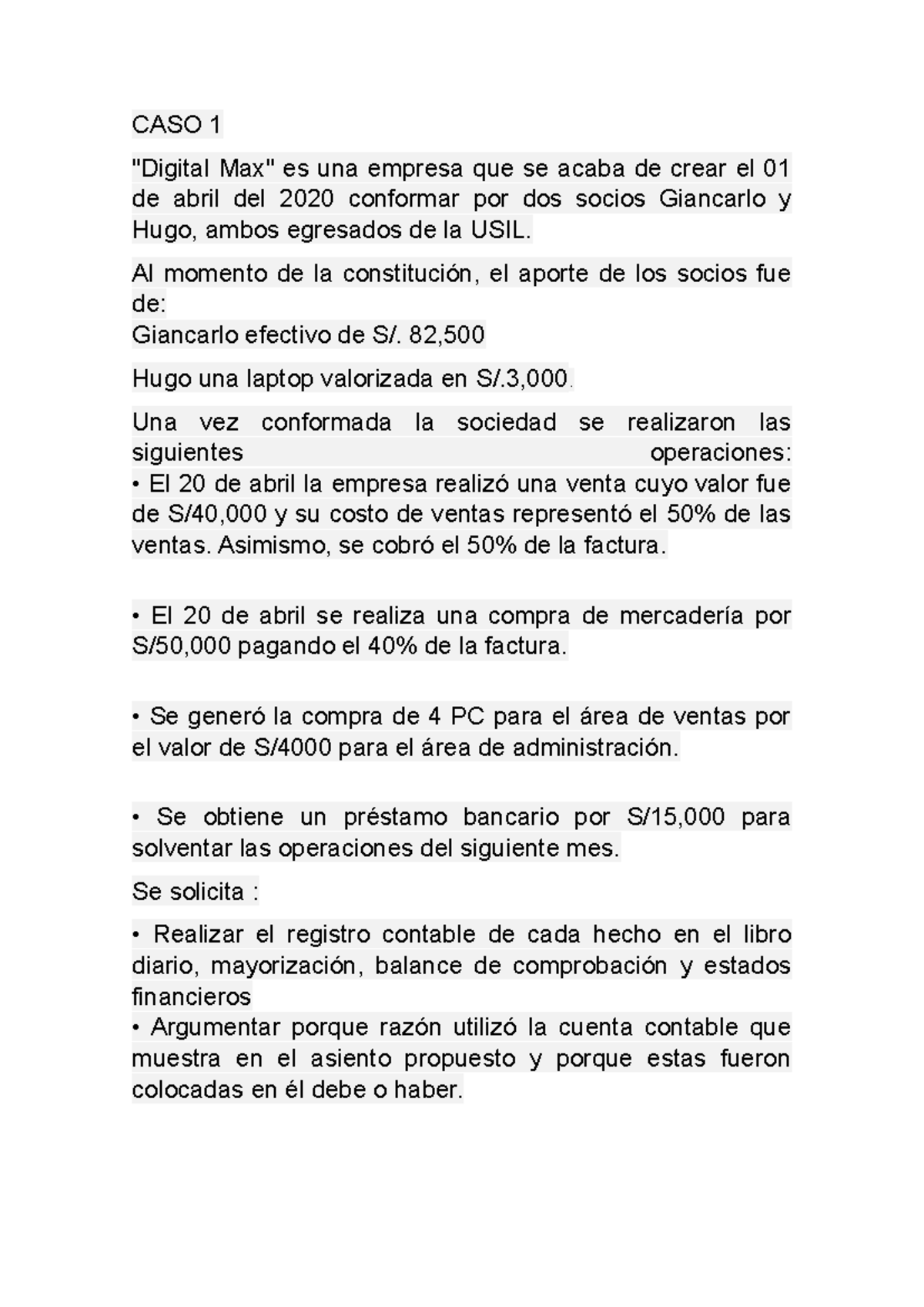 Prácticas de Contabilidad Financiera: Casos y Registros Contables - Document Preview
