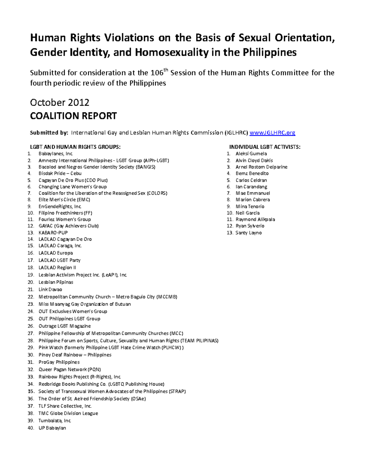 Human Rights Violations Based on Sexual Orientation in the Philippines ...