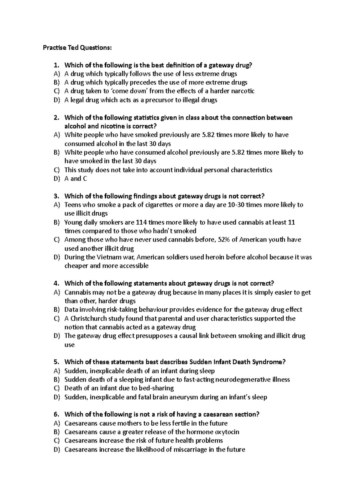 Practise Ted Questions - Which of the following is the best definition ...