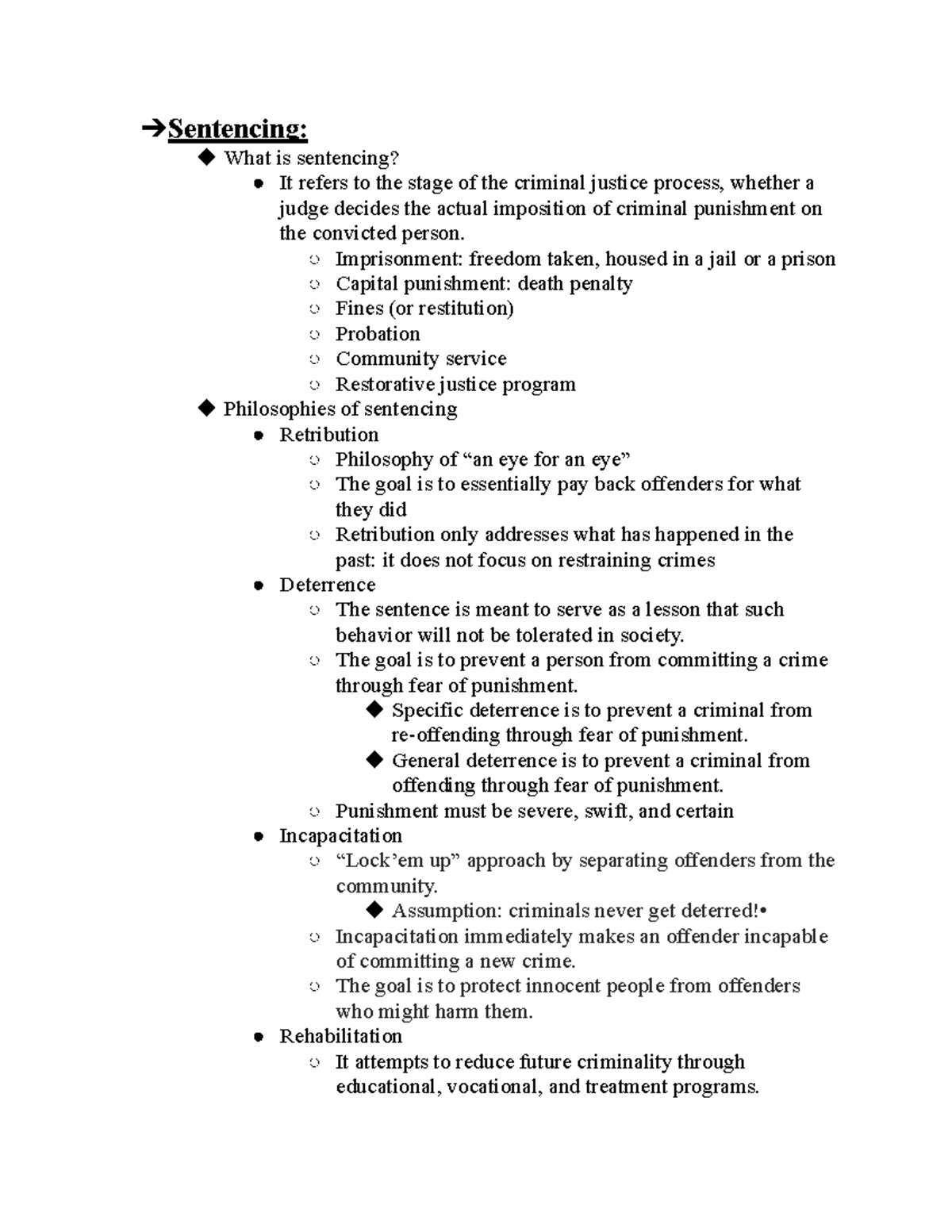 Sentencing Overview and Philosophies in Criminal Justice - Studocu