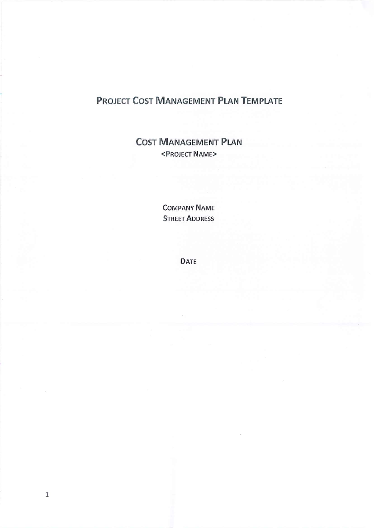 COST MANAGEMENT PLAN TEMPLATE (COST 101) - Studocu