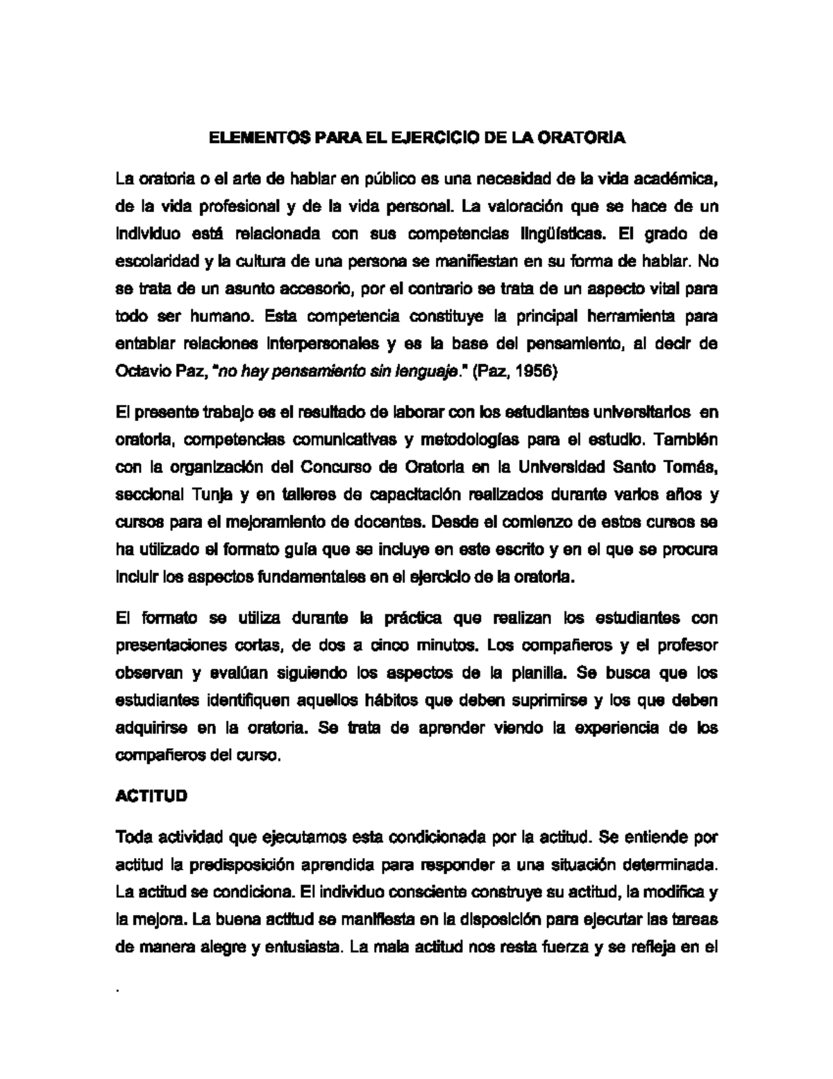 Elementos Clave para el Ejercicio de la Oratoria en la UST 2023 - Studocu