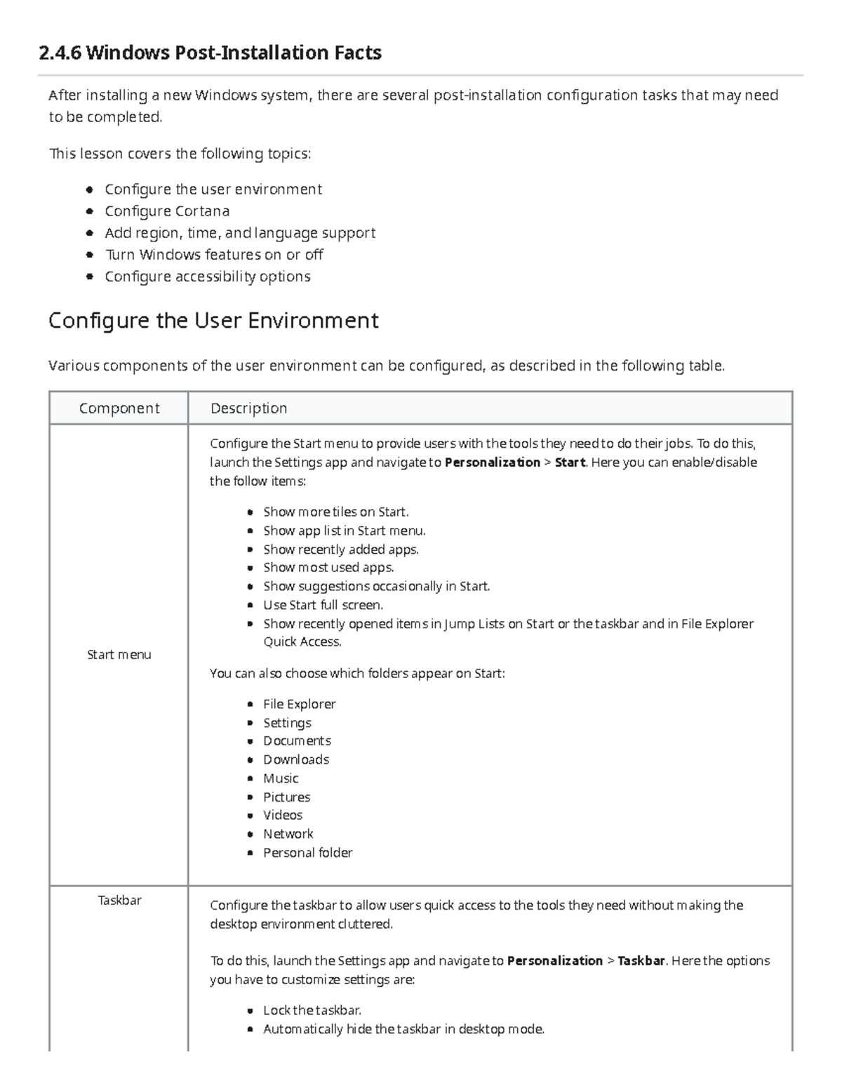2.4.6 Windows Post-Installation Configuration Overview and Tasks - Studocu